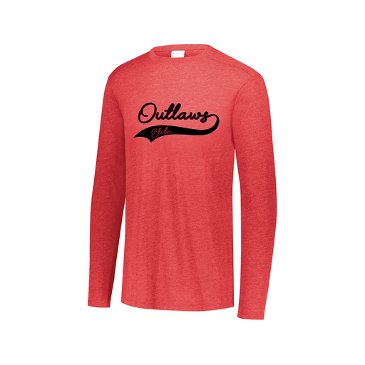 [FTLCUBRD-AXS-LOGO3] Decker Men's Tri-Blend T-Shirt - Long Sleeve (Adult XS, Red, Logo 3)