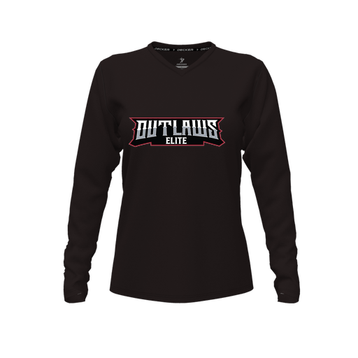 [FTLVCFBK-FYXS-LOGO1] Decker Comfort T-Shirt (Female Youth XS, Black, V Neck, Logo 1, Long Sleeve)