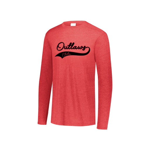[FTLCUBRD-YS-LOGO3] Decker Youth Tri-Blend T-Shirt - Long Sleeve (Youth S, Red, Logo 3)